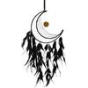 Auptiz Acchiappasogni Luna per camera da letto Handmade decorazione da parete da appendere per casa, acchiappasogni Boho decorazione da parete per matrimonio o decorazione per interni regalo (nero)