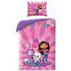 Halantex Set Letto GABBY La casa delle bambole - Gabby's Dollhouse PARTY TASTIC - Copripiumino 140x200cm con federa 70x90cm - 100% Microfibra Multicolore