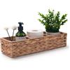 IVAILEX Cesto di Carta Igienica con 3 Scomparti Cestino Vimini Portaoggetti Bagno Stoccaggio Tampone Giacinto d'Acqua Rettangolare (Grande Scomparto 42cm x 14cm x 9cm)