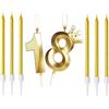 Zwenjuan Candele di Compleanno Numeri 18 con 6 Candele Lunghe,Candeline Compleanno Particolari con Corona,Compleanno Bambini per Feste,Matrimony Festa Nozze Anniversario Celebrazione