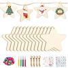 KYOEOE 36 pcs stelle di legno ciondoli di legno kit di artigianato natalizio per bambini, artigianato natalizio decorazioni natalizie ciondoli di legno albero tag regalo deco stelle di legno albero di Natale