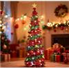 Gachiwar - Albero di Natale artificiale pieghevole da 150 cm con catena di luci LED e stella in cima, set di decorazione natalizia, albero di Natale a spirale, decorazione natalizia con paillettes per