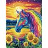 Bimkole DIY 5D Diamond Painting Kit Completo Fai da Te Cavallo, Animale Girasole Pittura Diamante Punto Croce Strass Arte E Creazione Di Mosaico Decorazione Murale Artigianale 30x40 cm