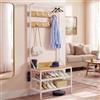 YITAHOME Appendiabiti a 2 ripiani, con porta scarpe, stand appendiabiti, industriale, con 9 ganci per corridoio, soggiorno, camera da letto, telaio in metallo