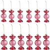Zocipro 12 Pezzi Palline di Natale Rosso e Bianco, Caramelle Ornamenti Appesi, Ciondoli di Caramelle, Decorazioni per l'albero di Natale, Palline di Zucchero Glitterato, Caramelle Dolci