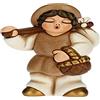 THUN - Statuina Presepe Uomo con Fagotto - Decorazioni Natale Casa - Linea Presepe Classico, Variante Bianca - Ceramica - 6 x 3,8 x 8 h cm