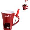 Generic Tazza per fonduta di cioccolato, tazza in ceramica per fonduta di formaggio, set da 200 ml in ceramica con 1 forchetta, set di pentole in ceramica per fonduta, tazza per fonduta di cioccolato