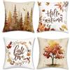 Bonhause Federe per Cuscini Autunno 45 x 45 cm Copricuscini Decorativi Foglie Alberi Autunnali Velluto Morbido Federa per Cuscino Divano Casa Giardino Decorazione Set di 4