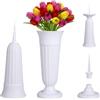 LdawyDE Vasi per Cimitero, Vaso Cimiteriale da 2 pezzi con Base e Vasi per Tomba in Plastica con 11 cm Picchetto 21 x 10 cm per Tombe Cimitero Lapidi Decorazione Feste (Bianca)