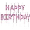 BaiJ Candele di Compleanno,Happy Birthday Lettere Candeline Torta Cupcake Toppers per Matrimonio Festa di Compleanno Anniversario Decorazioni per Torte Forniture Oro-rosa