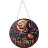 Lekabee Decorazioni per porte Halloween, ghirlande di legno con fantasmi e zucche rotonde, decorazioni per porte d'ingresso, veranda in stile rustico, decorazioni da esterno - 30 cm