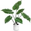Leflos 68cm pianta artificiale di Monstera per interni, pianta artificiale di foglie di alocasia in vaso bianco, deco per soggiorno, ufficio, festival & festa
