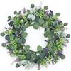 Dremisland Ghirlanda di Eucalipto Artificiale 55cm Corona di Lavanda con Bacche Viola Ghirlanda Fiori Primaverile Ghirlanda di Benvenuto Artificiale per Feste di Primavera Decorazioni da Parete