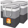 BlissTotes Cesto portabiancheria pieghevole, grigio, 75 l, confezione da 3