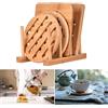 Cozywind Isolamento Pad 4 Pezzi in Legno di bambù Resistente al Calore Addensare tappetini da Tavolo Set Sottobicchieri Sottobicchieri con scolapiatti per pentole e padelle da Cucina (15cm)