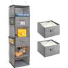 BrilliantJo Armadio Organizzatore 6 Ripiani con 2 cassetti Rimovibili Armadio di stoccaggio, Appeso unità scaffali con 4 Tasche per i Vestiti - Grigio (30x 30 x 110cm)