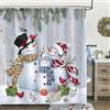 Bonhause Tenda Doccia Inverno Natale Pupazzo di Neve Pino Cascinale Tende per Doccia in Poliestere Impermeabile Antimuffa Lavabile Tende Bagno 180 x 180 cm con 12 Ganci
