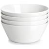 MALACASA Serie REGULAR, Set di 4 Grande Ciotola Scodella Ceramica da 1050 ml, Insalatiera Ceramica per ramen, cereali, insalata, frutta, lavabili in lavastoviglie e adatte al microonde, Bianco