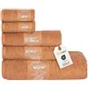 nice homeit - Set di 5 Asciugamani in 100% Cotone Filato ad Anello - Asciugamani da Bagno di Qualità, Extra Morbidi e Assorbenti - Ideale per Bagno, Palestra, Hotel e Spa. Made in Italy (Arancione)