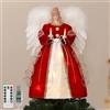 Lewondr Angelo Per Cima Albero Di Natale, 12 Cima Albero Angelo Con Ali E Luce Candela, 8 Modalità E Timer 6H Alimentazione USB E Telecomando, Decorazione Natalizia Per La Casa, Rosso