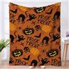 FCXVXCL Coperta di Halloween Fantasmi Divertenti con Zucche Ragnatele Pipistrelli e Gatti Neri Coperte Morbida e Leggera Decorazione Camera Letto Decorativa per Halloween 100x150cm