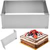 PTJJXA Anello per Torta Quadrato, Tortiera Rettangolare Regolabile, Stampo Rettangolare Torta con Divisori, Regolabile 28-53 cm x 18-34 cm per Torte di Pan di Spagna, Torte Mousse, Pasticcini (10CM)