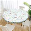 Sutowe Tovaglia rotonda con bordo elastico, 114-142 cm, impermeabile in poliestere, tovaglia da tavolo, stampa antimacchia tovaglia rotonda, lavabile, per cucina, sala da pranzo, ristorante (fiore rosso)