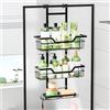 LPAMABA Mensola doccia in acciaio inox da appendere, per porta in vetro senza cornice, bagno, organizer senza foratura, colore nero