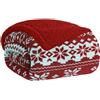 Home Tresor Coperta Plaid Pile in Morbida Flanella Sherpa Blanket Invernale Accogliente e Caldo Copri Letto Pelliccia in Microfibra - Lapland Rosso, Divano 127x152 cm