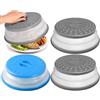 BeoIuczzy Copertura colino pieghevole 3 pezzi con foro di vapore, coperchio microonde e cestello filtro frutta verdura grigio+blu