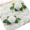 WANGZAIZAI 25 rose artificiali in schiuma per matrimoni, bouquet da sposa, decorazione per la casa, colore: bianco