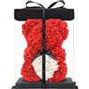 EN7JIOY orso rosa - orsacchiotto rosa 10 pollici Hugz Teddy Flower Bear - Oltre 250 dozzine di fiori artificiali - regali unici, regali per le donne Scatola regalo trasparente (red)