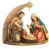 Logbuch-Verlag Piccola natività in resina, 12 x 11,5 cm: presepe decorativo Natale casa, statuina Sacra Famiglia, decorazione natalizia tavolo, addobbo elegante marrone oro