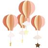 Toyvian 4 Pezzi di Carta Ornamenti appesi mongolfiere 3D con Nuvole Stelle Decorazione del soffitto per l'asilo di casa (Rosa Chiaro)
