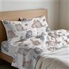 Tata Home Completo Letto Flanella Singolo Set Lenzuola Morbido Caldo Cotone Felpato Invernale Antipilling Made in Italy Dis. Gatti Colore Bianco