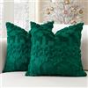 Artscope 2 Pezzi Natalizio Federe in Lana Corta Velluto Copricuscini Morbido Decorativo Fodere per Cuscino Lusso Stile per Divano Camera da Letto Fiocchi di Neve e Cervo Verde 45x45 cm