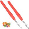 Coopay Uncinetti in metallo, 4,5 mm, 2 uncinetti ergonomici con impugnatura morbida per mani artritiche, manico in TPR per principianti e professionisti, comodo uncinetto da 4,5 mm