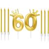 Zwenjuan Candele di Compleanno Numeri 60 con 6 Candele Lunghe,Candeline Compleanno Particolari con Corona,Compleanno Bambini per Feste,Matrimony Festa Nozze Anniversario Celebrazione