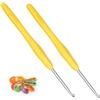 Coopay Uncinetti da 3,5 mm, 2 uncinetti in metallo, ergonomici con impugnatura morbida per mani artritiche, manico in TPR per principianti e professionisti, comodo uncinetto da 3,5 mm