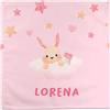 LolaPix Tovaglioli rosa. Tovagliolo personalizzato con nome. Tovagliolo per bambini. Tovaglioli per la scuola dei bambini. 50% cotone. Regali personalizzati. Nuvolette di coniglietto