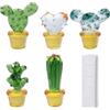 GORGECRAFT 5pz Mini Figurine di Cactus In Vetro Fatte A Mano In Cristallo Soffiato In Miniatura Collezione di Cactus D'Arte Simulazione Fiore Pianta Ornamenti per Casa Ufficio Scrivania Da Tavolo