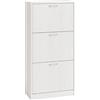 MOHOME Scarpiera Salvaspazio Slim Legno 3 Ante Bianco Frassinato Dimensioni 115 x 63 x 24 cm Anta a Ribalta Porta Scarpe Doppia Profondità Moderno MDF Ingresso Camera