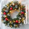 Hutato Ghirlanda natalizia da 40 cm, decorazioni per porta d'ingresso, con luci a LED e gancio, ghirlande artificiali per finestra, camino, decorazione natalizia da parete, per interni ed esterni,