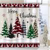Bonhause Tenda Doccia Albero di Natale Bufalo Inverno Neve Cascinale Tende per Doccia in Poliestere Impermeabile Antimuffa Lavabile Tende Bagno 180 x 180 cm con 12 Ganci