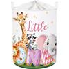 HUUMONSS Grande Cesta Porta Biancheria Bambini Animali Tropicali Giraffa Elefante Pieghevole Cestini Portaoggetti Giocattoli Vestiti per Bagno Cameretta, Procione, 63L