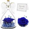 Qinqinxin Festa della Mamma Idee Regalo, Eterna Rosa con Angelo di Vetro Regalo Mamma Nonna, Rosa Stabilizzata Vera, Angelo Custode del Fiore Eterno Regali Festa della Mamma, Originali Regalo Donna