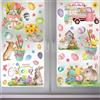 NOPVUFA 9 Fogli Adesivi Pasquali Autoadesivi per Vetri e Porte Alta qualità Decorazione Pasquale con Uova di Pasqua Corona e Coniglio di Pasqua Duraturi e Colorati Addobbi per Casa