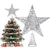HONGECB Albero Di Natale Scintillante Topper, Christmas Tree Star, Lucido Forma Di Puntale Stella Albero, Decorazione In Pizzo Per Albero Di Natale, Per La Decorazione Dell'Albero Di Natale, 20cm, Argento