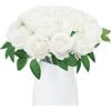 Olrla 20 rose artificiali in velluto, rose rosse finte per bouquet fai da te per la Festa di San Valentino, decorazioni per ufficio e casa (bianche)