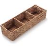 IVAILEX Cesto Portaoggetti con 3 Scomparti Cestino Vimini per Stoccaggio Tampone Giacinto d'Acqua Rettangolare 37cm x 12cm x 8cm
